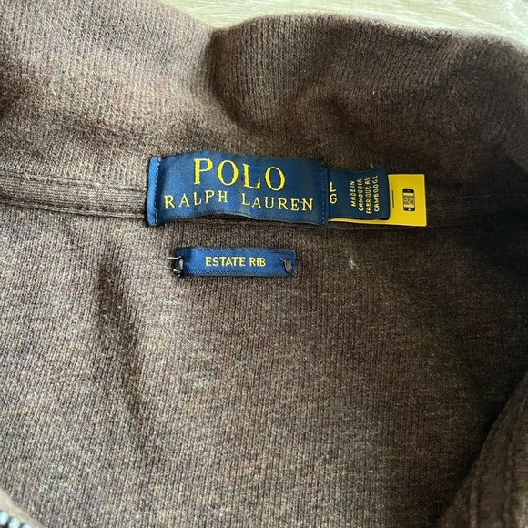Polo Ralph Lauren 1/4 Zip Estate Rib Sweater Brown Size L - Picture 3 of 8